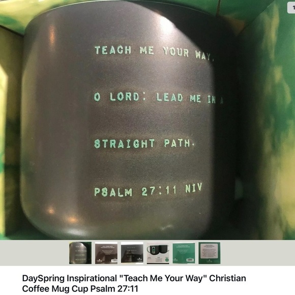 Mug Bible Verse Inspirational Message Ceramic Stoneware Black Green Jumbo 16 Oz - Picture 5 of 15